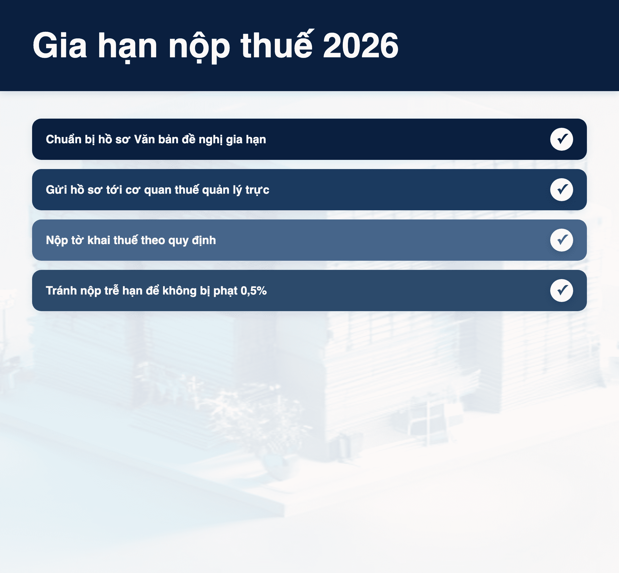 Infographic: Gia hạn nộp thuế 2026: Doanh nghiệp nộp đề nghị ở đâu?