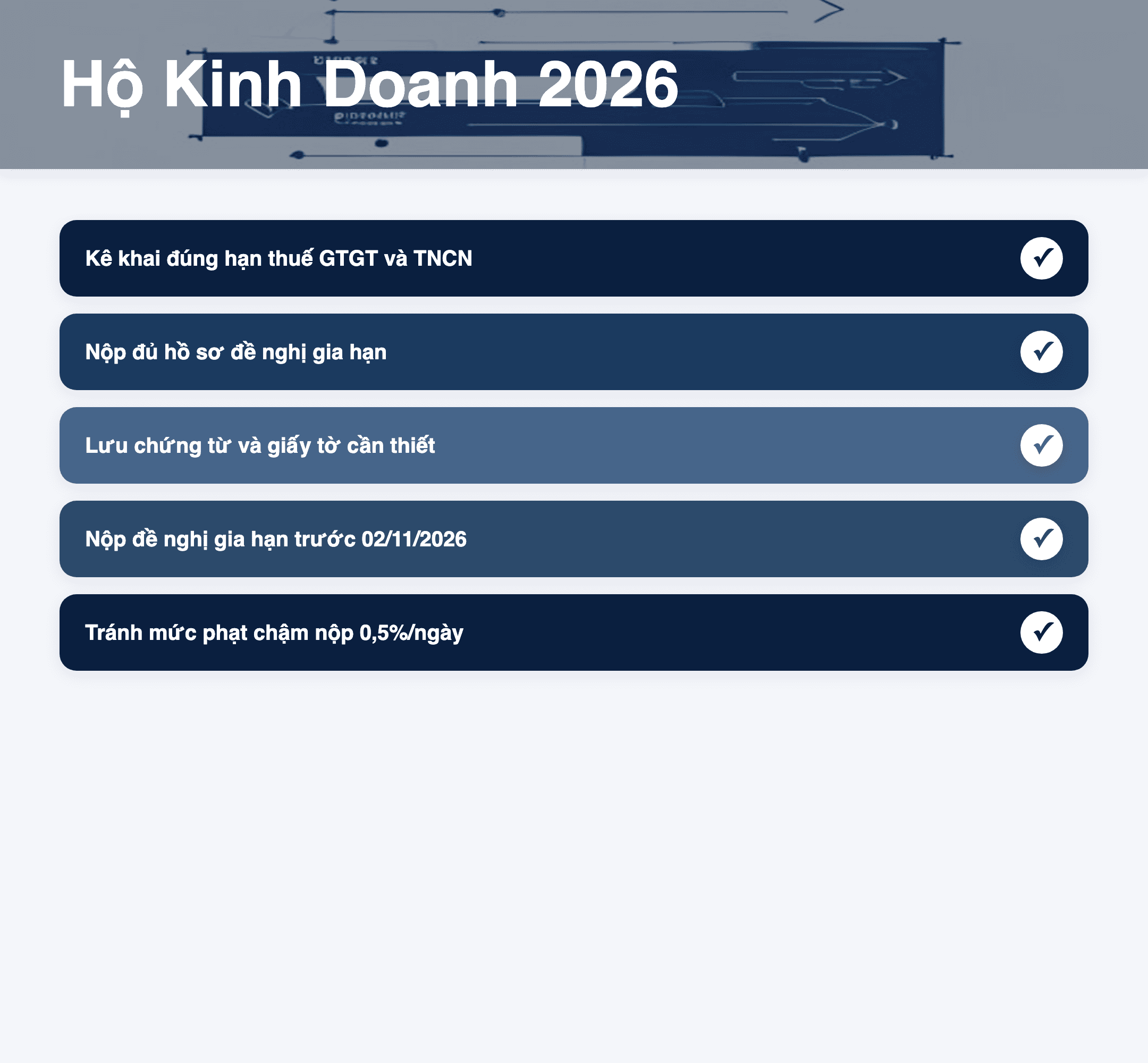 Infographic: Hộ kinh doanh 2026: Gia hạn nộp thuế GTGT & TNCN 5 tháng - Hướng dẫn chi tiết