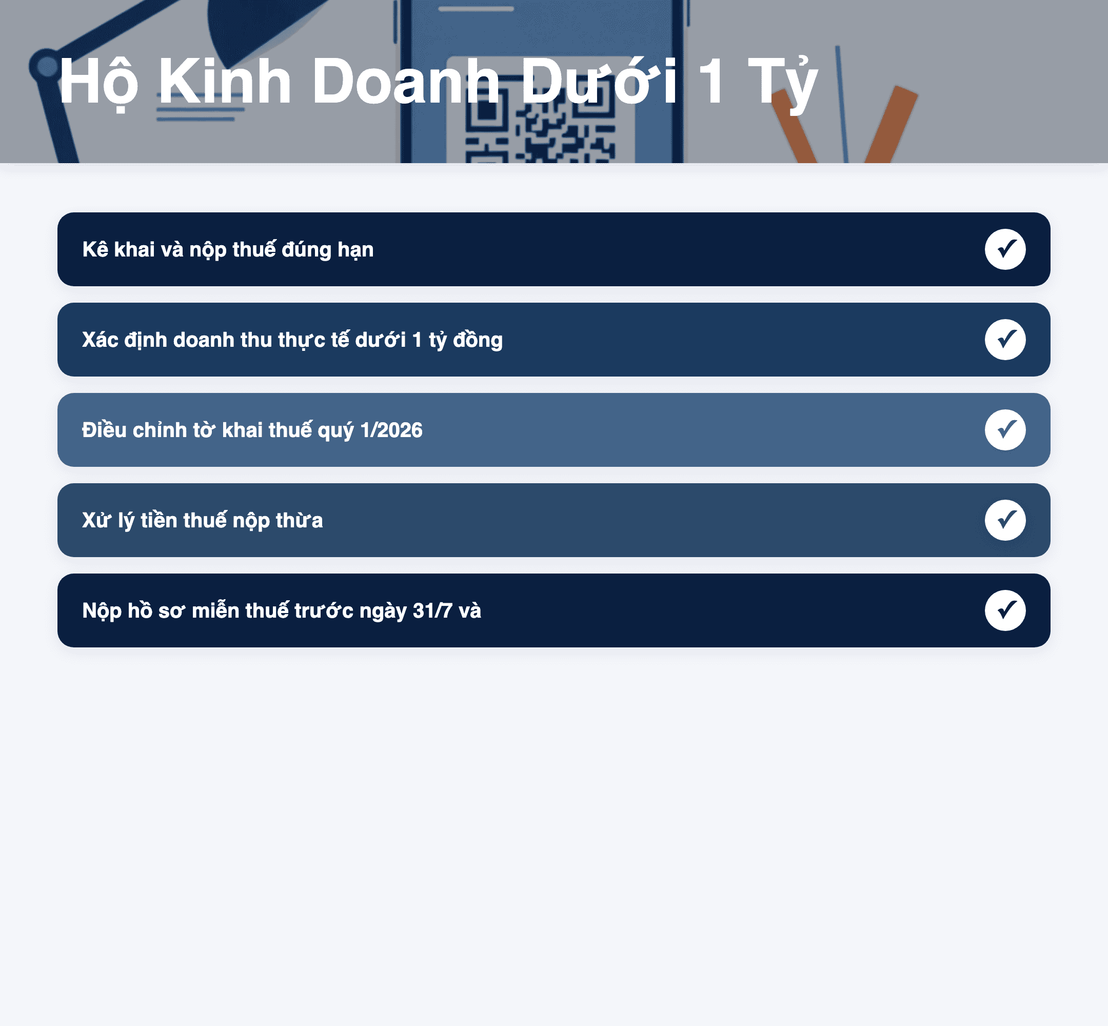 Infographic: Hộ Kinh Doanh Dưới 1 Tỷ: Hướng Dẫn Xử Lý Thuế Q1/2026 Đã Nộp Sai