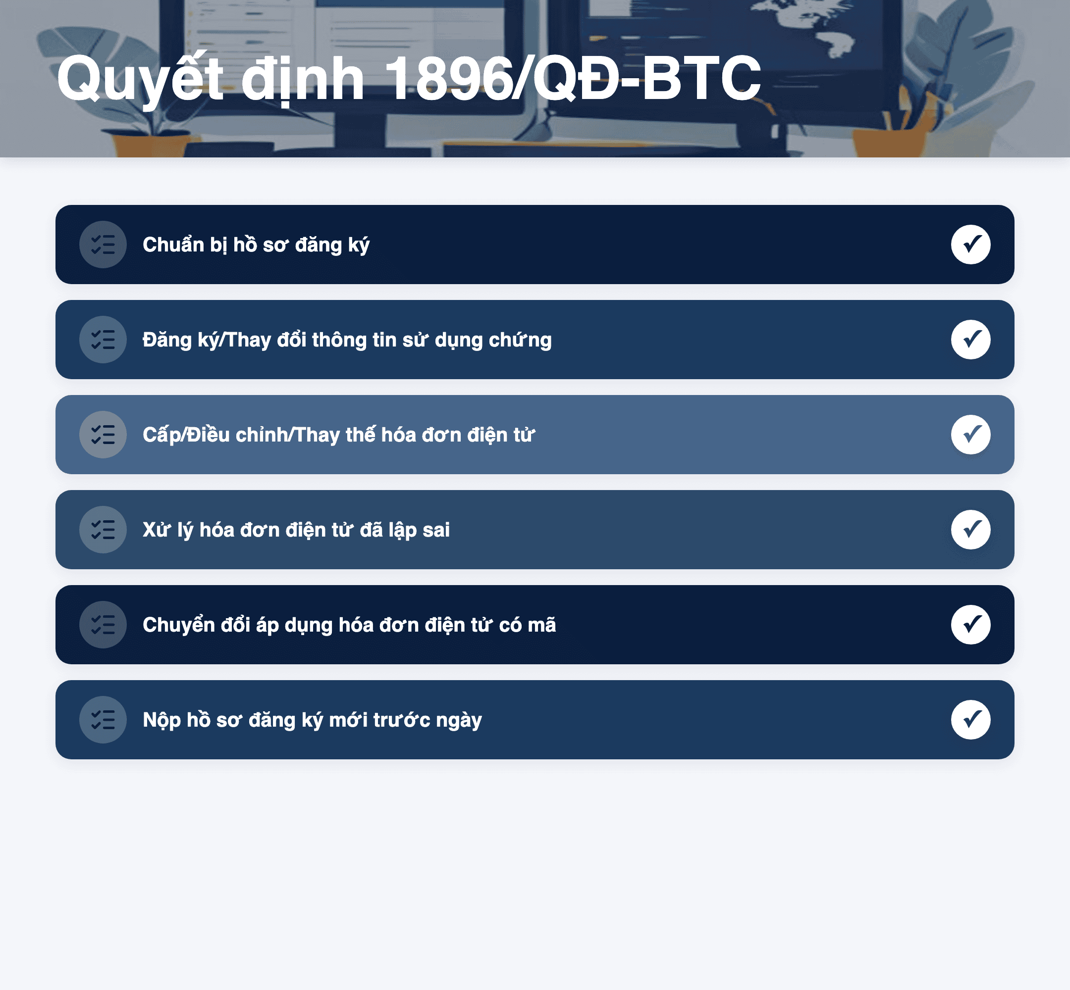 Infographic: Quyết định 1896/QĐ-BTC: 6 thủ tục hóa đơn điện tử cần biết 2026