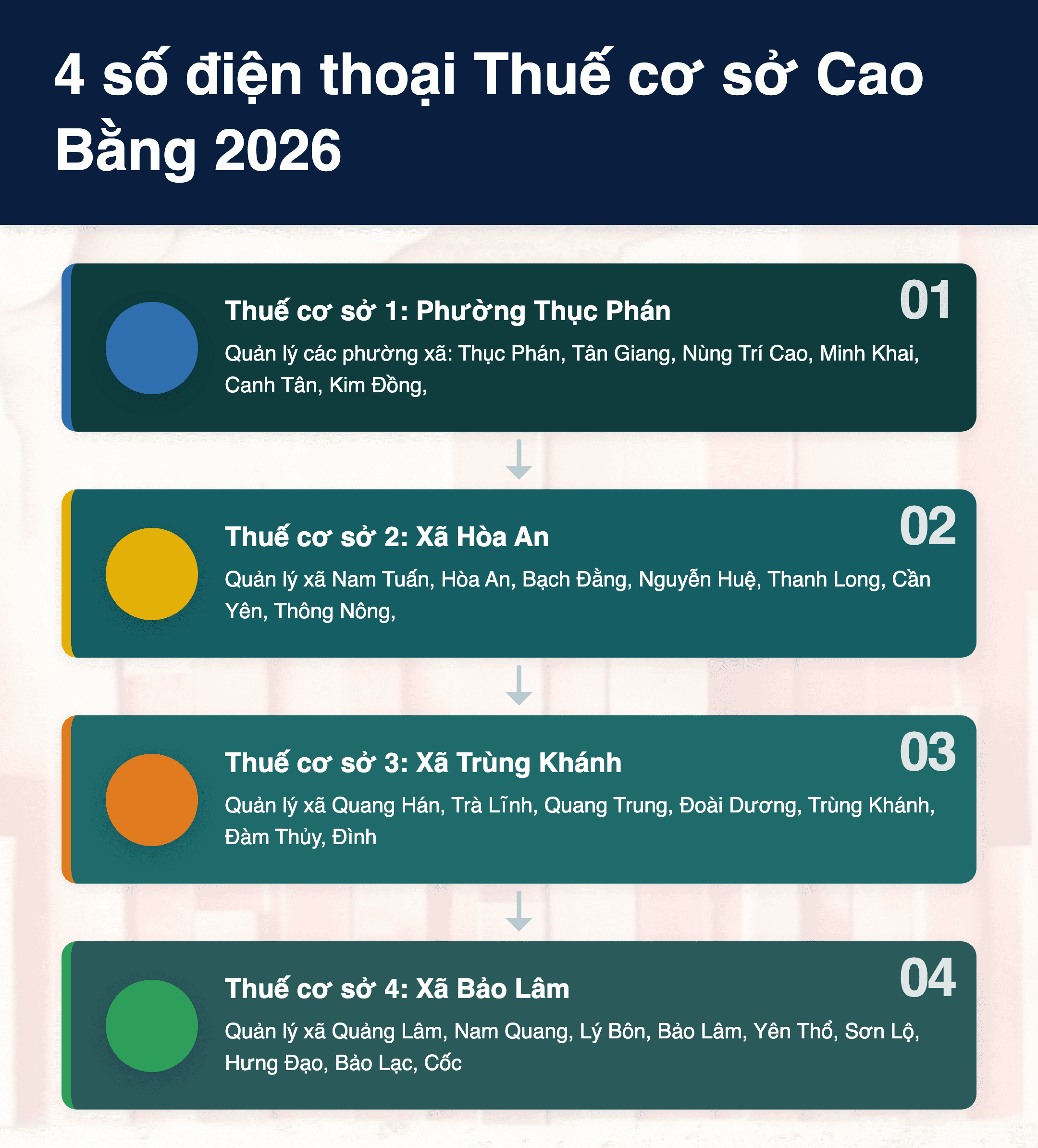 Infographic: Số điện thoại Thuế cơ sở Cao Bằng 2026: 4 địa chỉ cần biết ngay
