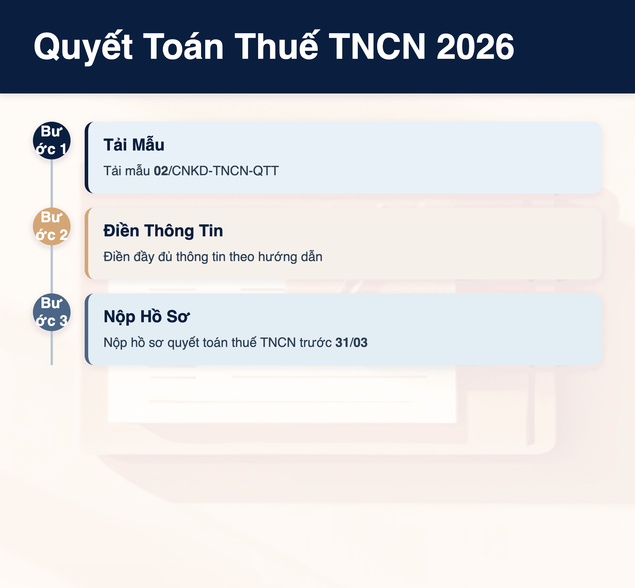 Infographic: Thuế TNCN 2026: 3 bước tải mẫu quyết toán cho hộ, cá nhân kinh doanh