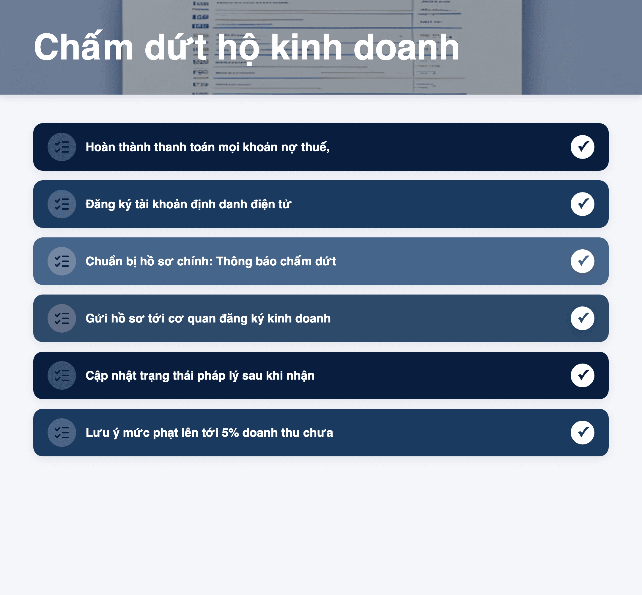 Infographic: Chấm dứt hộ kinh doanh 2026: Hướng dẫn chi tiết 6 bước và lưu ý quan trọng