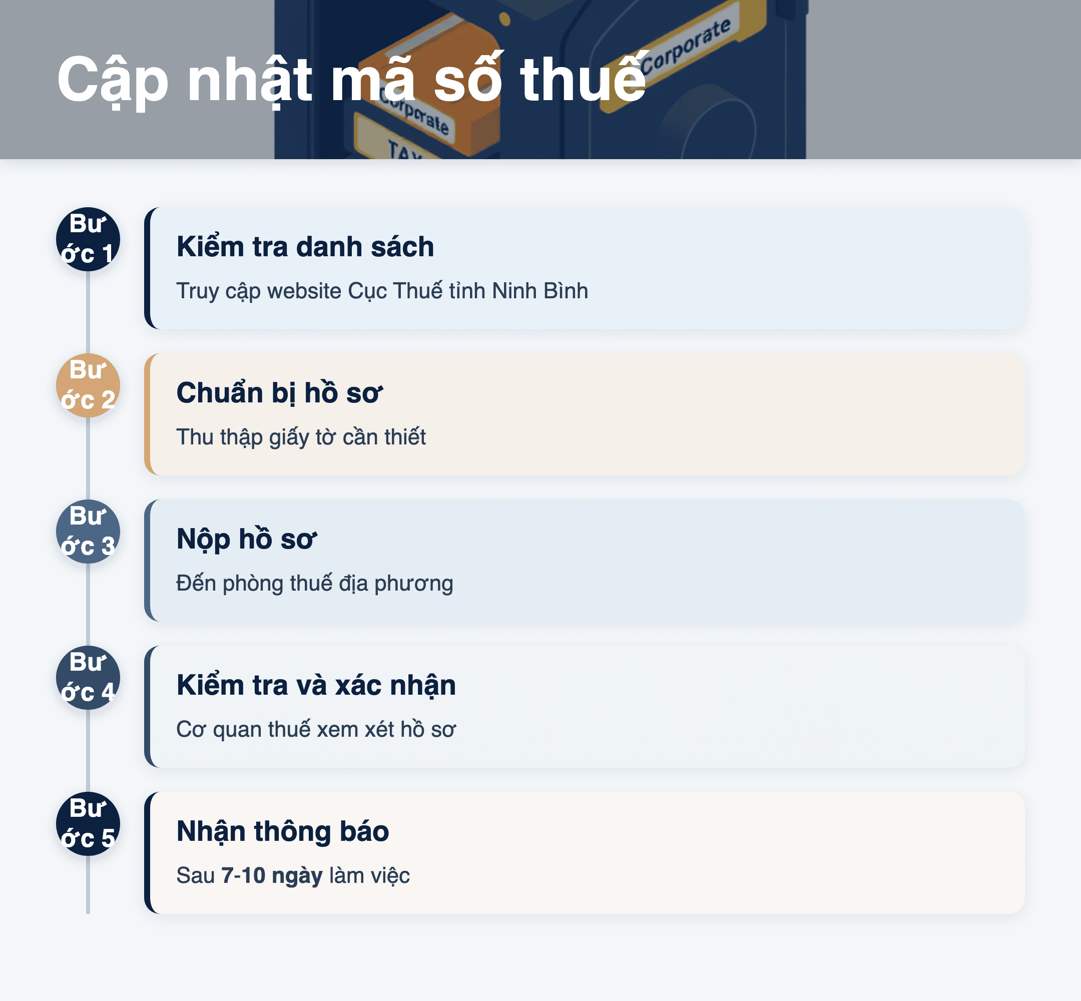 Infographic: Thuế Ninh Bình 2025: 5 bước cập nhật mã số thuế trạng thái 03 & 06