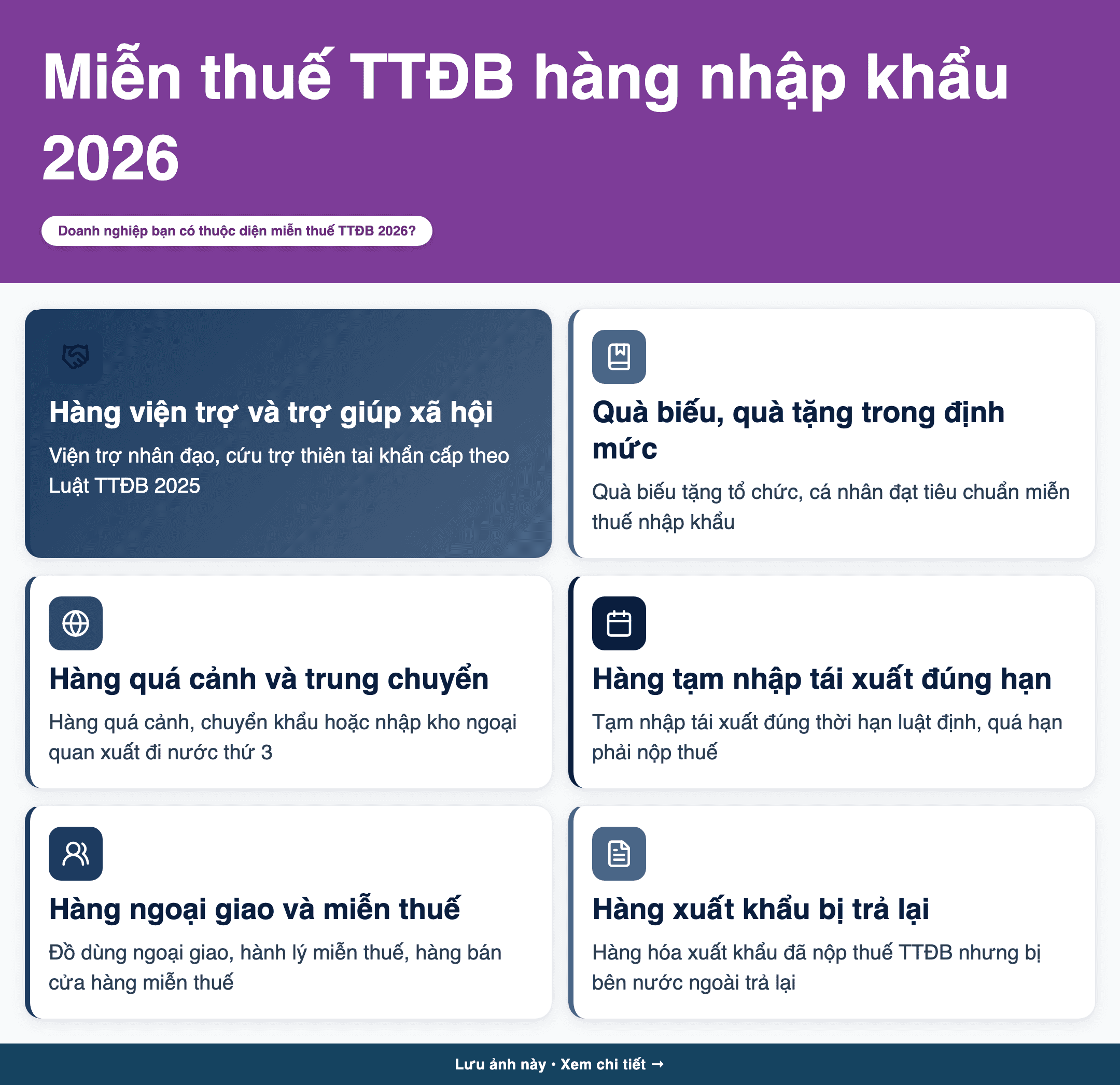 Infographic: Thuế tiêu thụ đặc biệt 2026: Hàng nhập khẩu nào được miễn thuế?